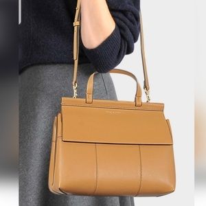 TORY BURCH Block T Satchel/ Crossbody Tan Color